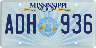 MS license plate ADH936