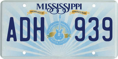 MS license plate ADH939