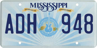 MS license plate ADH948