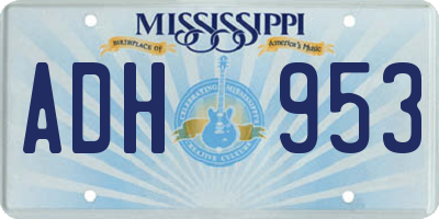 MS license plate ADH953