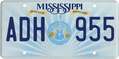 MS license plate ADH955