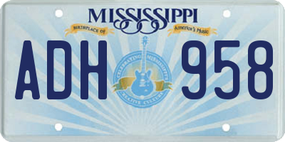 MS license plate ADH958
