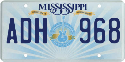 MS license plate ADH968