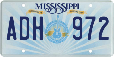 MS license plate ADH972