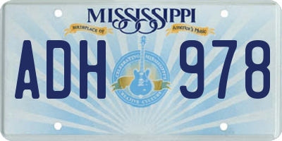 MS license plate ADH978