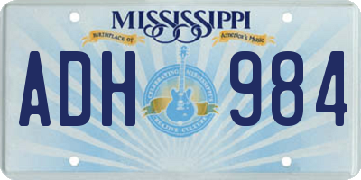 MS license plate ADH984