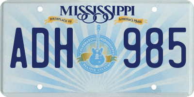 MS license plate ADH985