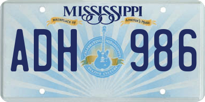 MS license plate ADH986