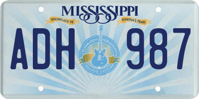 MS license plate ADH987