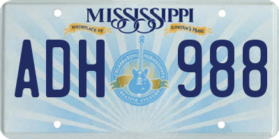 MS license plate ADH988