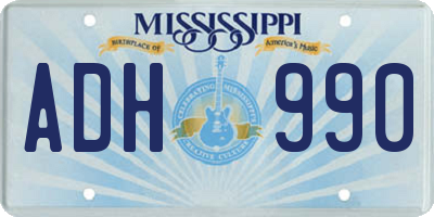 MS license plate ADH990