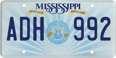MS license plate ADH992