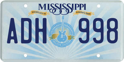 MS license plate ADH998