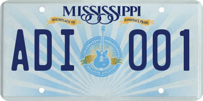 MS license plate ADI001