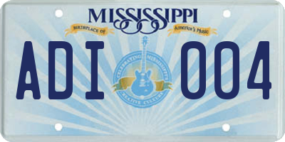 MS license plate ADI004
