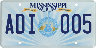 MS license plate ADI005