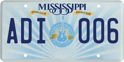 MS license plate ADI006