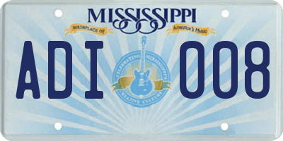 MS license plate ADI008
