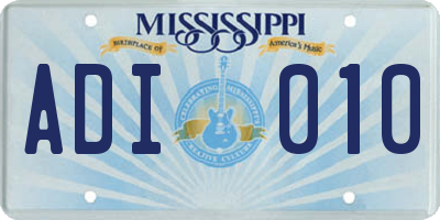 MS license plate ADI010