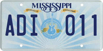 MS license plate ADI011