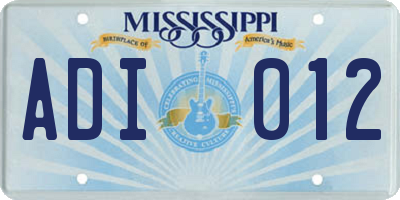 MS license plate ADI012
