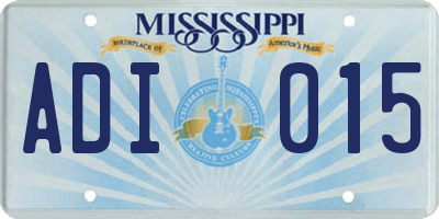 MS license plate ADI015
