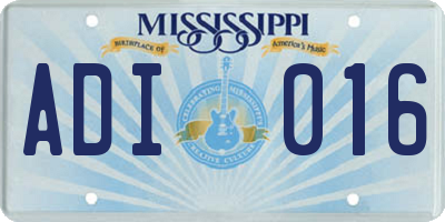MS license plate ADI016
