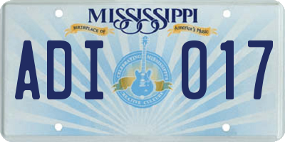 MS license plate ADI017