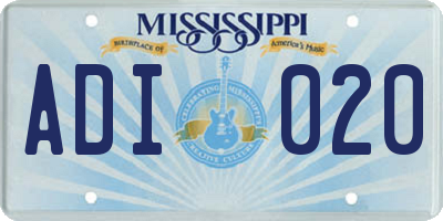 MS license plate ADI020