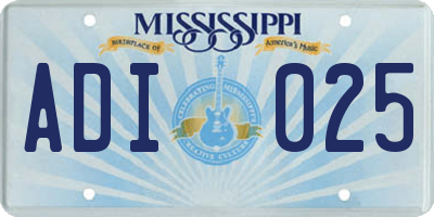 MS license plate ADI025