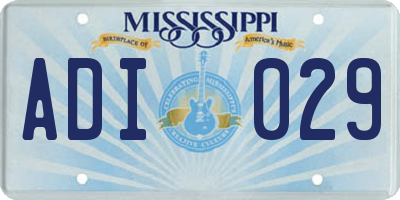 MS license plate ADI029