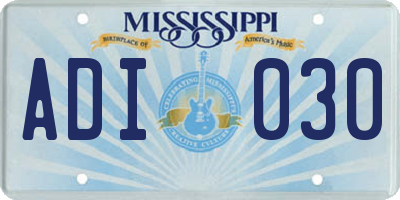 MS license plate ADI030