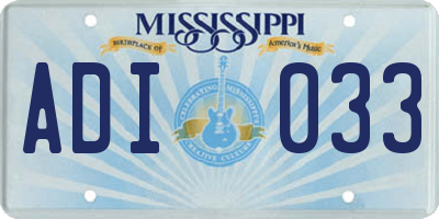 MS license plate ADI033