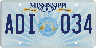 MS license plate ADI034