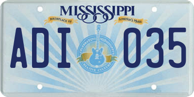 MS license plate ADI035