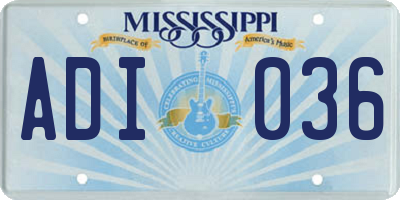 MS license plate ADI036