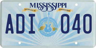 MS license plate ADI040