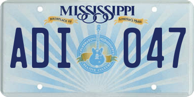 MS license plate ADI047