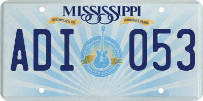 MS license plate ADI053