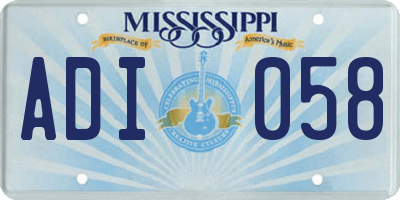 MS license plate ADI058