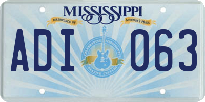 MS license plate ADI063