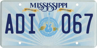 MS license plate ADI067
