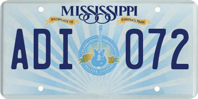 MS license plate ADI072