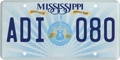 MS license plate ADI080