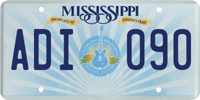 MS license plate ADI090