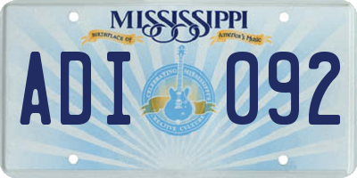 MS license plate ADI092