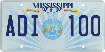 MS license plate ADI100