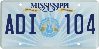 MS license plate ADI104