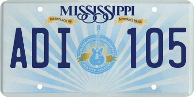 MS license plate ADI105