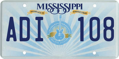 MS license plate ADI108